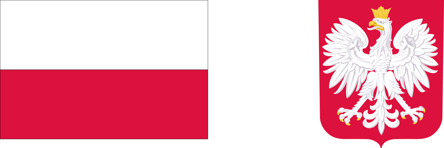Flaga Rzeczypospolitej Polskiej i wizerunek godła Rzeczypospolitej Polskiej